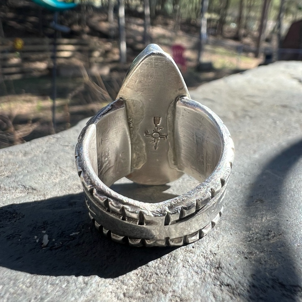 Native American Blackjack Turquoise Ring - Picture 5 of 8